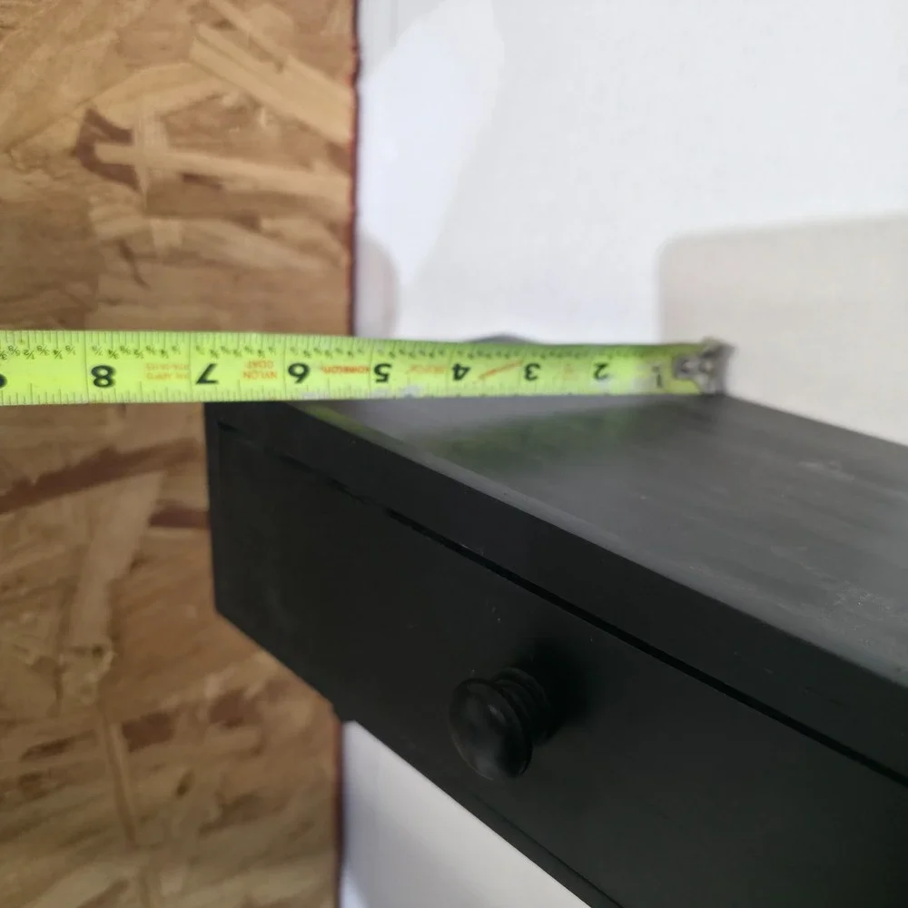 Dual Black Wooden Toilet Paper Holder With Drawer